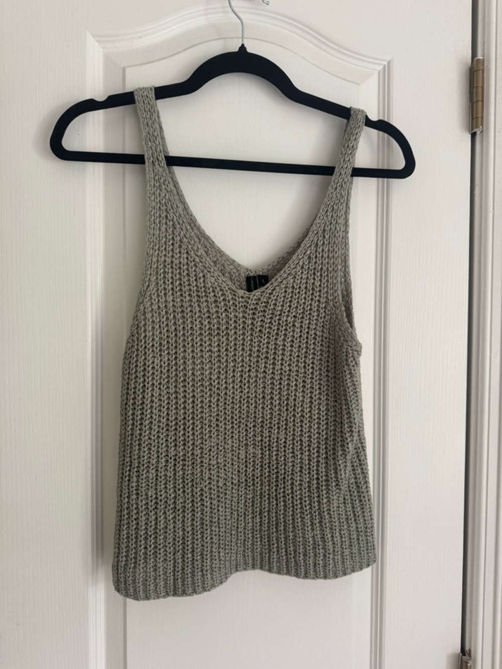 Knit V-Neck Tank Top in Sage Green